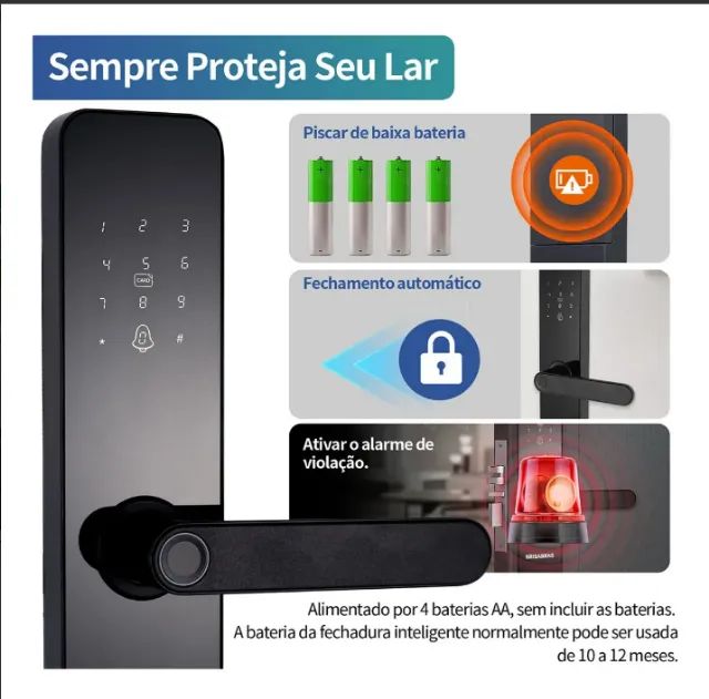 Fechadura Digital Biométrica Bluetooth Tuya Smart Vida - Foto 5