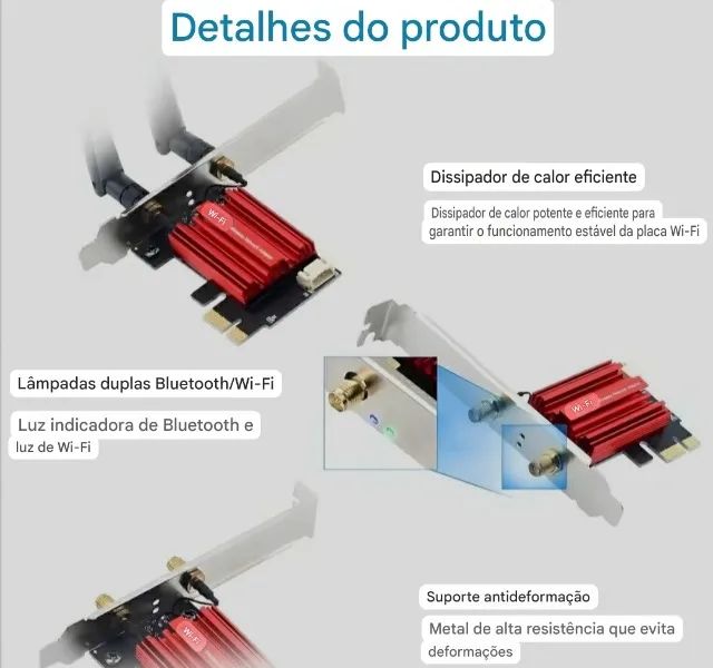 Placa de rede wi-fi e Bluetooth 4.0 - Foto 3
