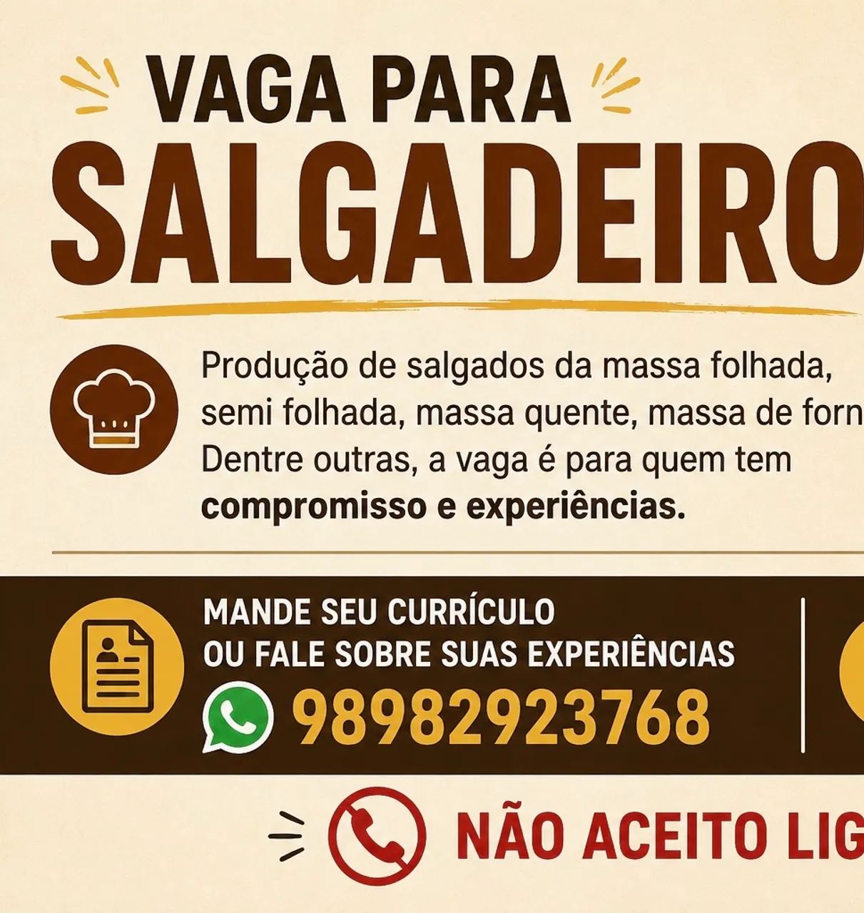 VAGA PARA  DIARIA DE SALGADEIRO