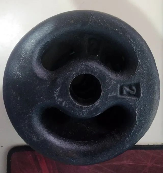 4 Anilhas Ferro Fundido 2kg (Total 8kg) | Pintadas | Ótimo estado - Foto 3