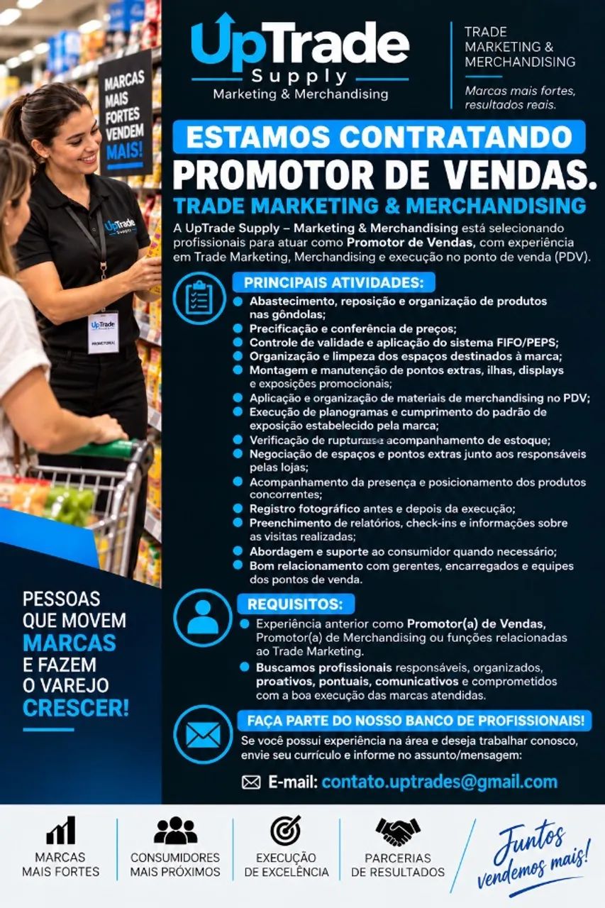Vaga de promotor de vendas