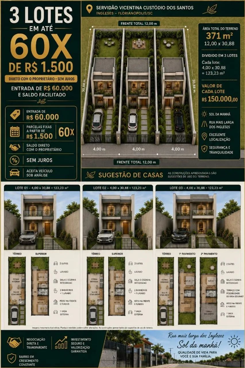 Terreno parcelado 60x nos Ingleses - Foto 3