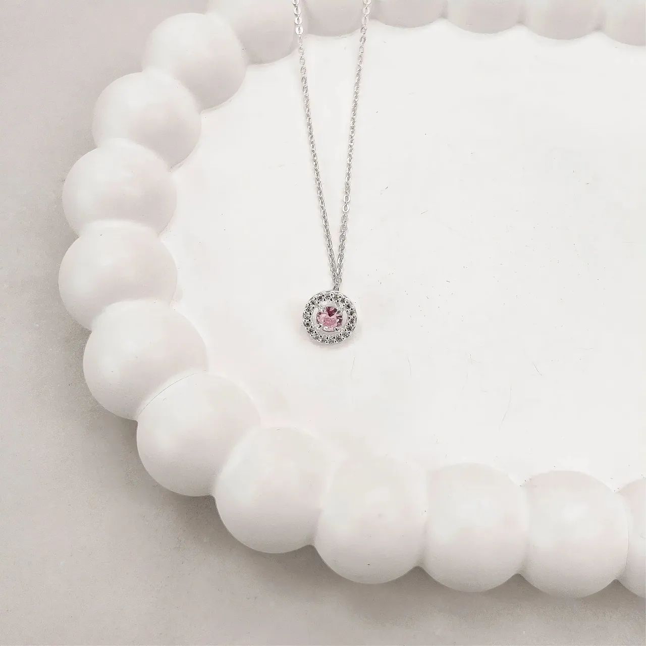 Colar zircônia rosa 