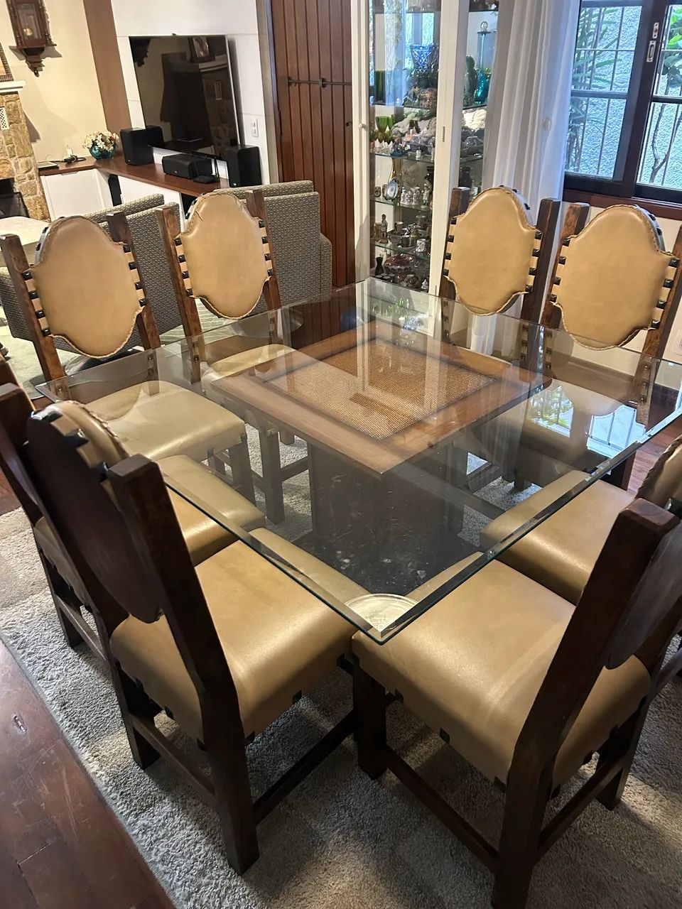 Conjunto mesa e cadeiras couro italiano - Foto 4