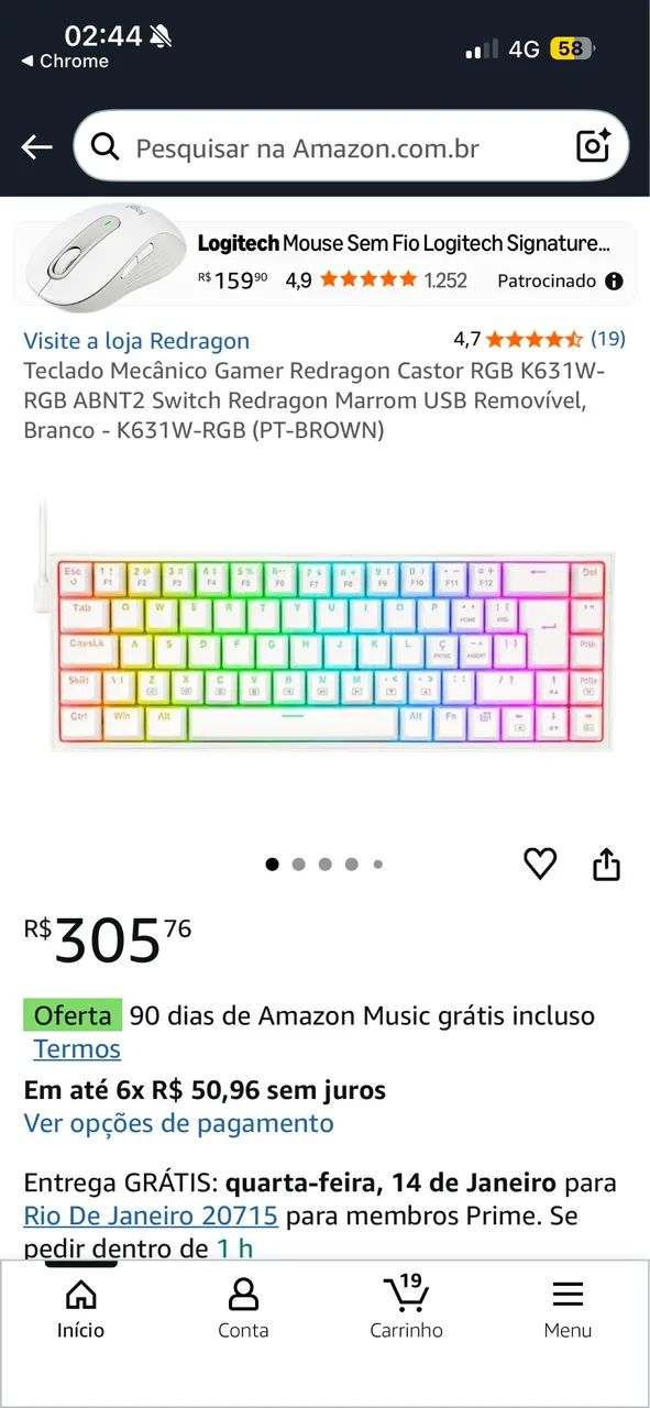 Teclado mecânico redragon castor