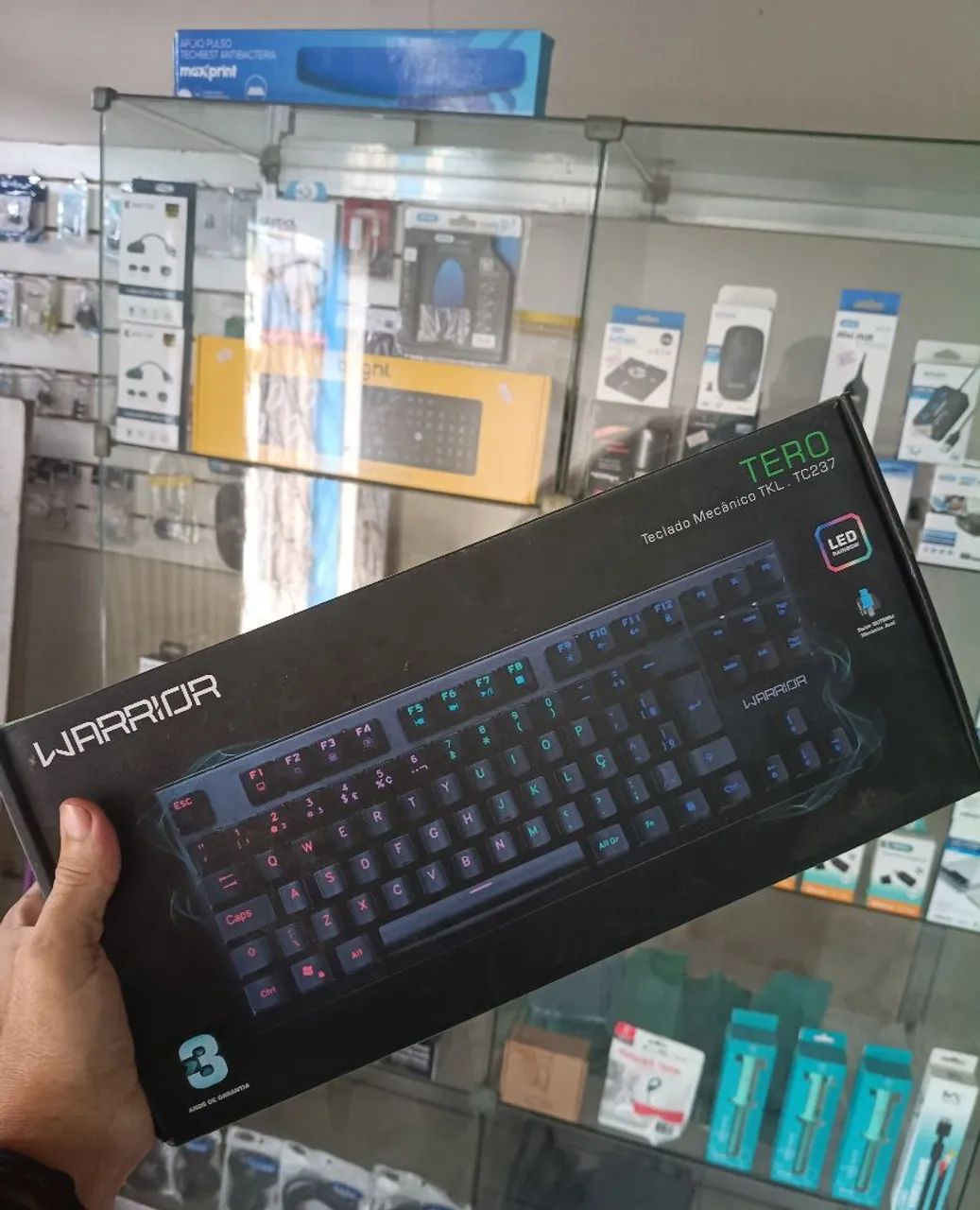 Teclado Gamer Mecânico Warrior Led Rainbow TKL Switch Blue Usb  - Foto 2