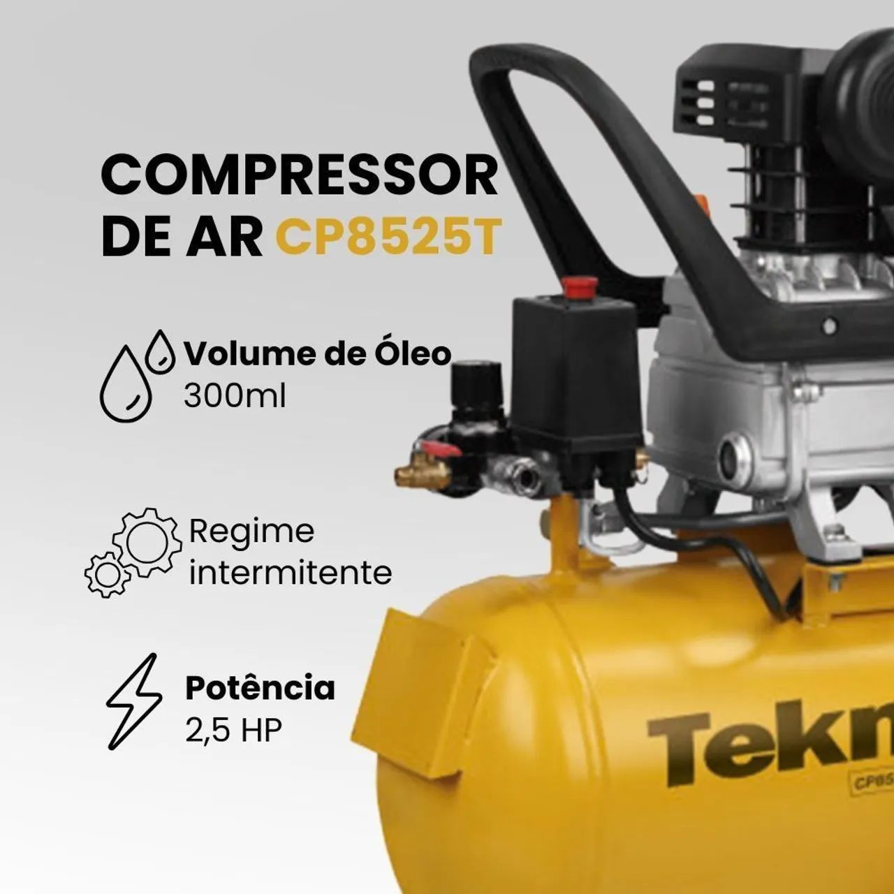 Compressor de Ar 8 Pés 22L 2,5HP com Kit Acessórios de Pintura TEKNA - Foto 2