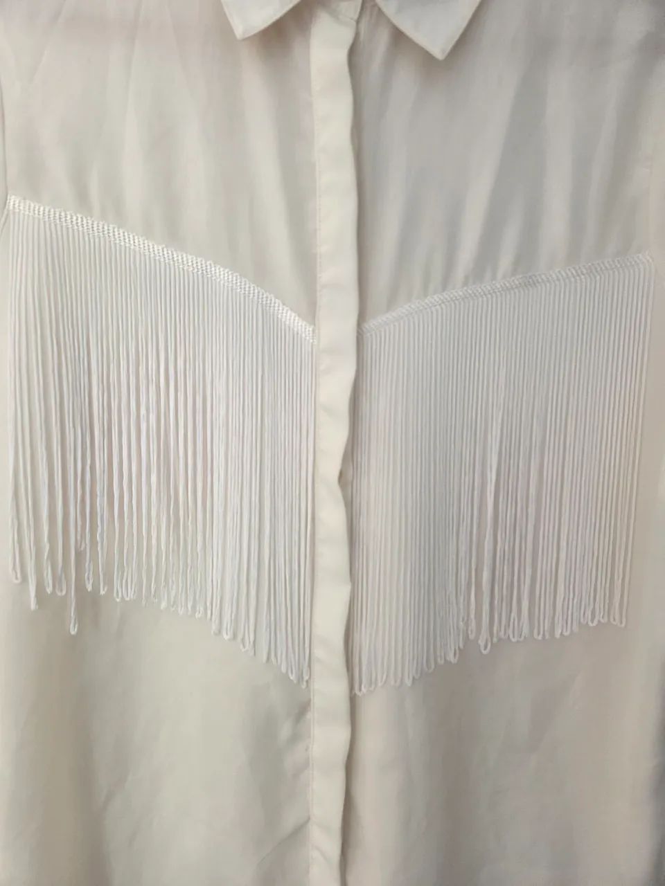 camisa western com franjas colcci off white M - Foto 2