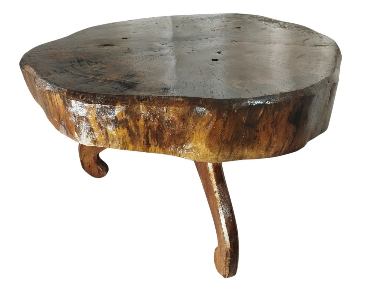 Mesa De madeira Maciça artesanal rústica - PEÇA ÚNICA  - Foto 5