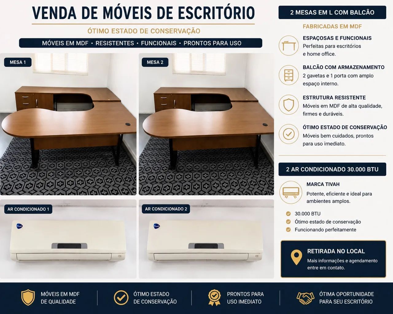 Mesa e balcão para escritório em mdf