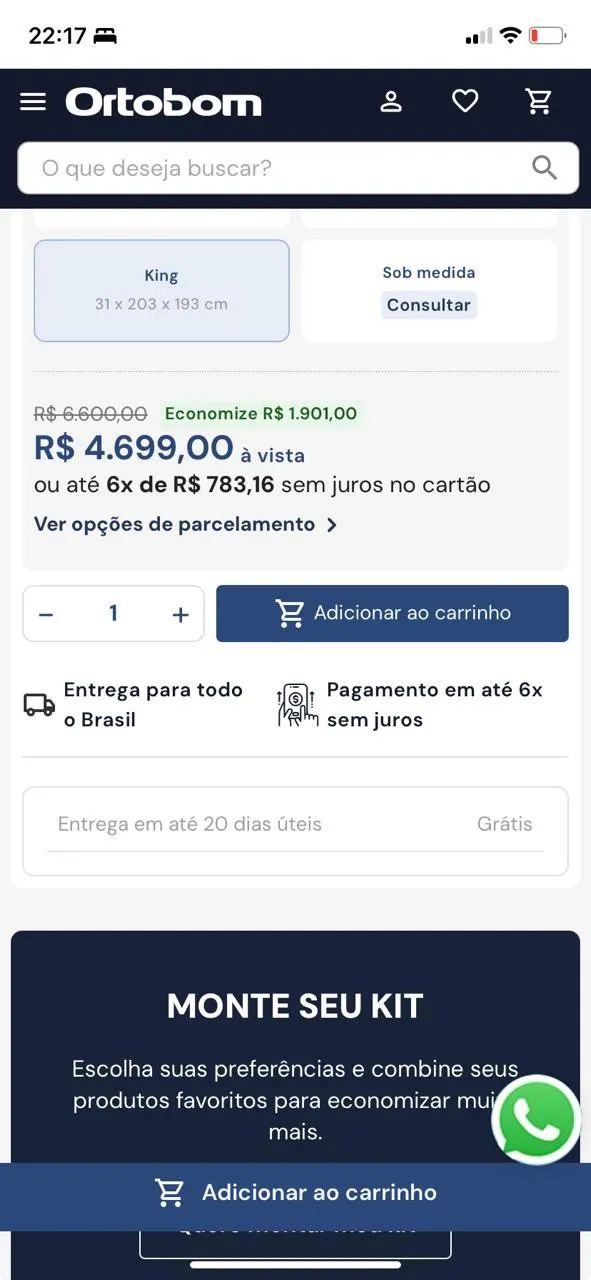 Cama King e Box Ortobom molas ensacadas - Foto 4