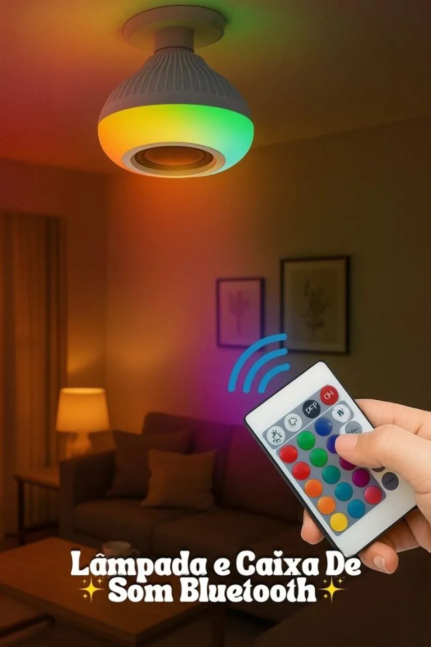 Lampada e Caixa de Som Bluetooth 
