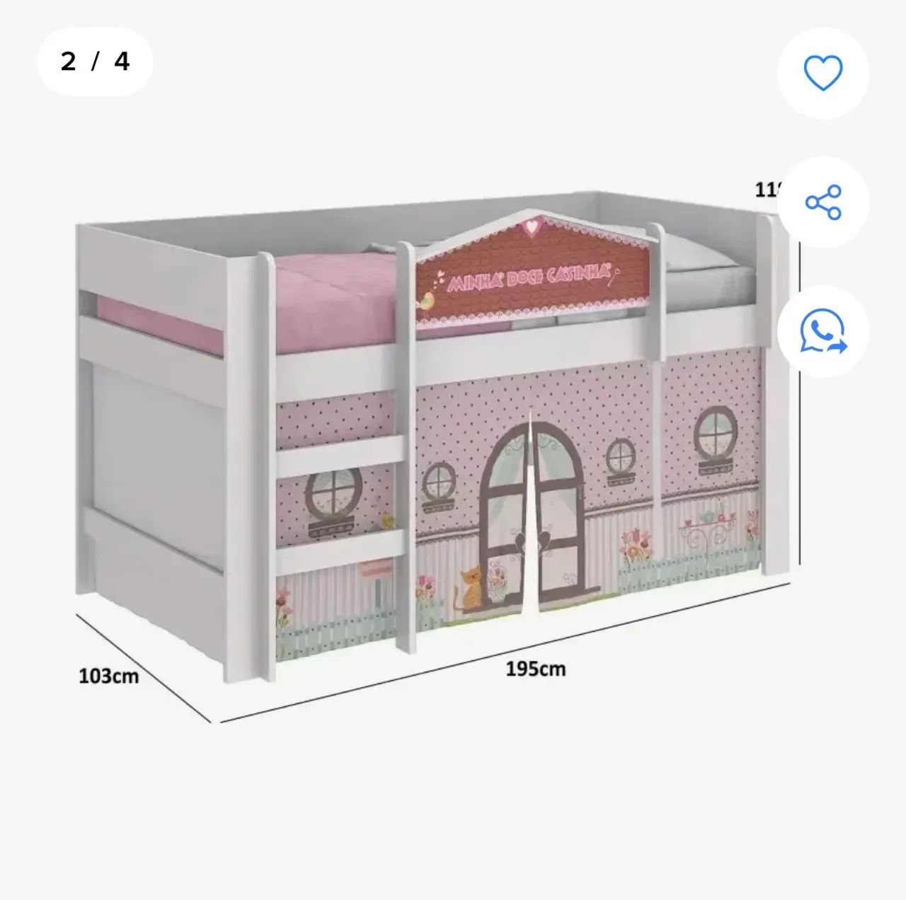 Cama Infantil Minha Doce Casinha / USADA - Foto 3