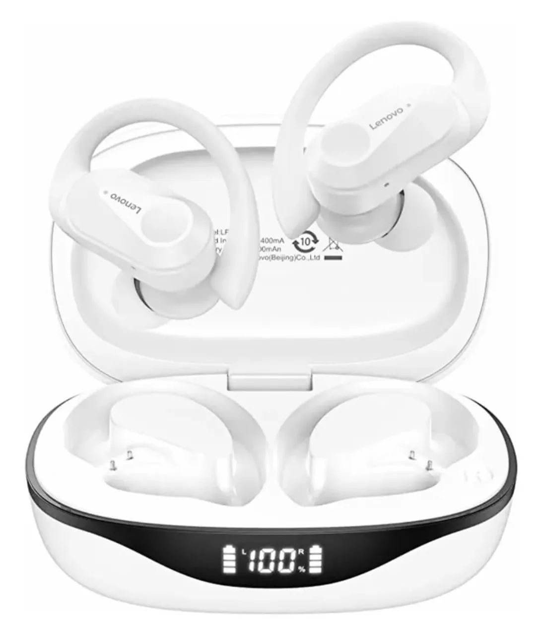 Fones de ouvido esportivos Lenovo LP75 Fones de ouvido Bluetooth brancos - Foto 2