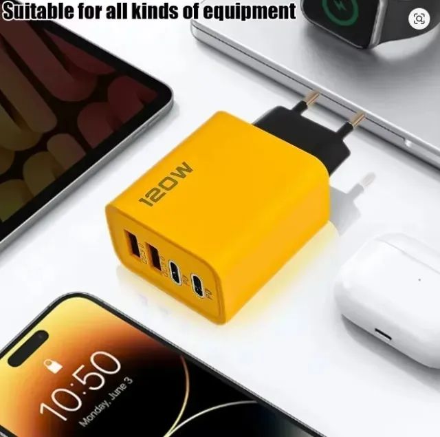 2 Carregadores USB C de 4 portas, 3.0 tipo C e USB c