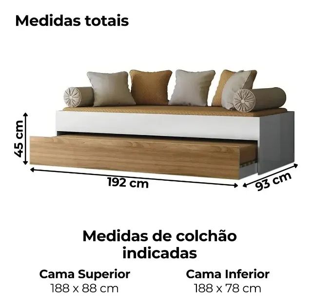 Bicama Solteiro Cama Auxiliar Onix Moveis Peternella - Foto 5