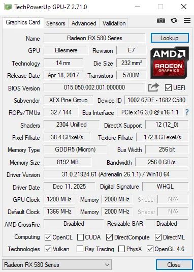 Placa de video GPU Xfx Gts Rx 580 8gb 256bits - Foto 3