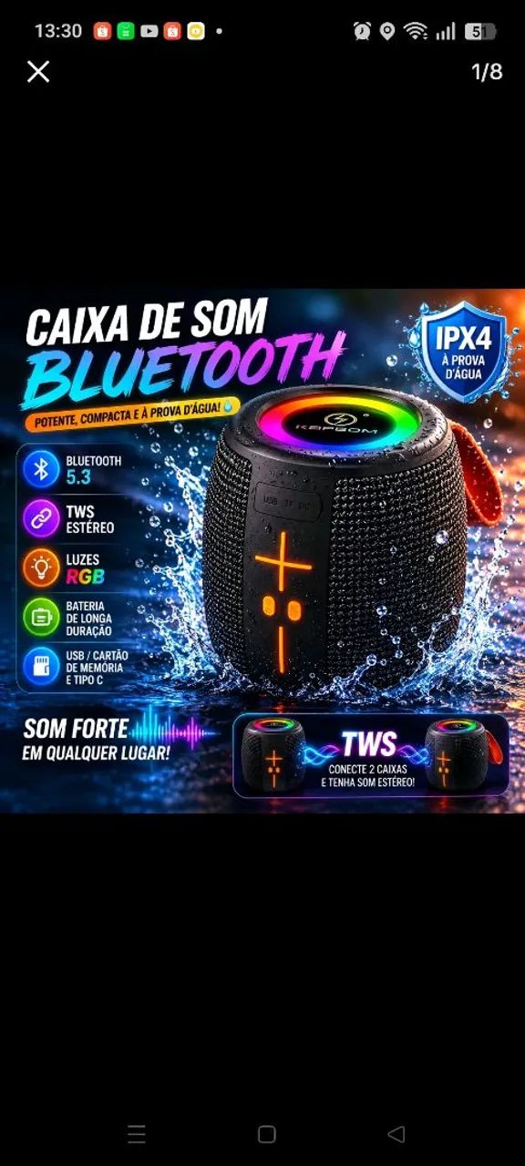 Caixa de som Bluetooth a prova d'água  - Foto 2