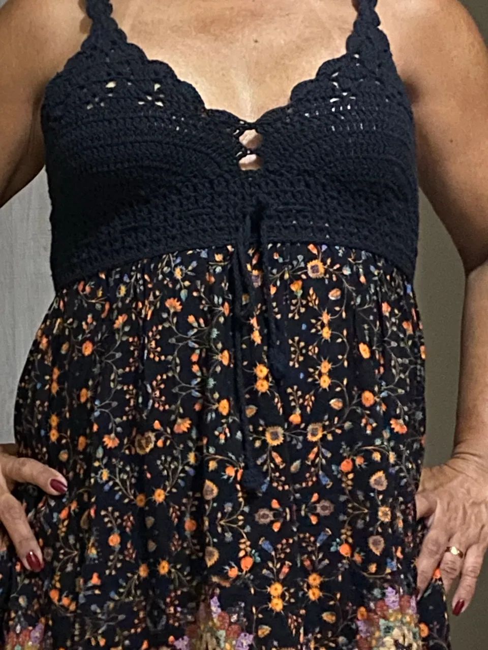 Vestido Farm com Crochê Tam M