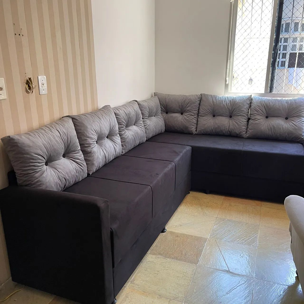 Sofá Canto 6 Lugares GIGANTE e abre 4 CAMAS! Novos
