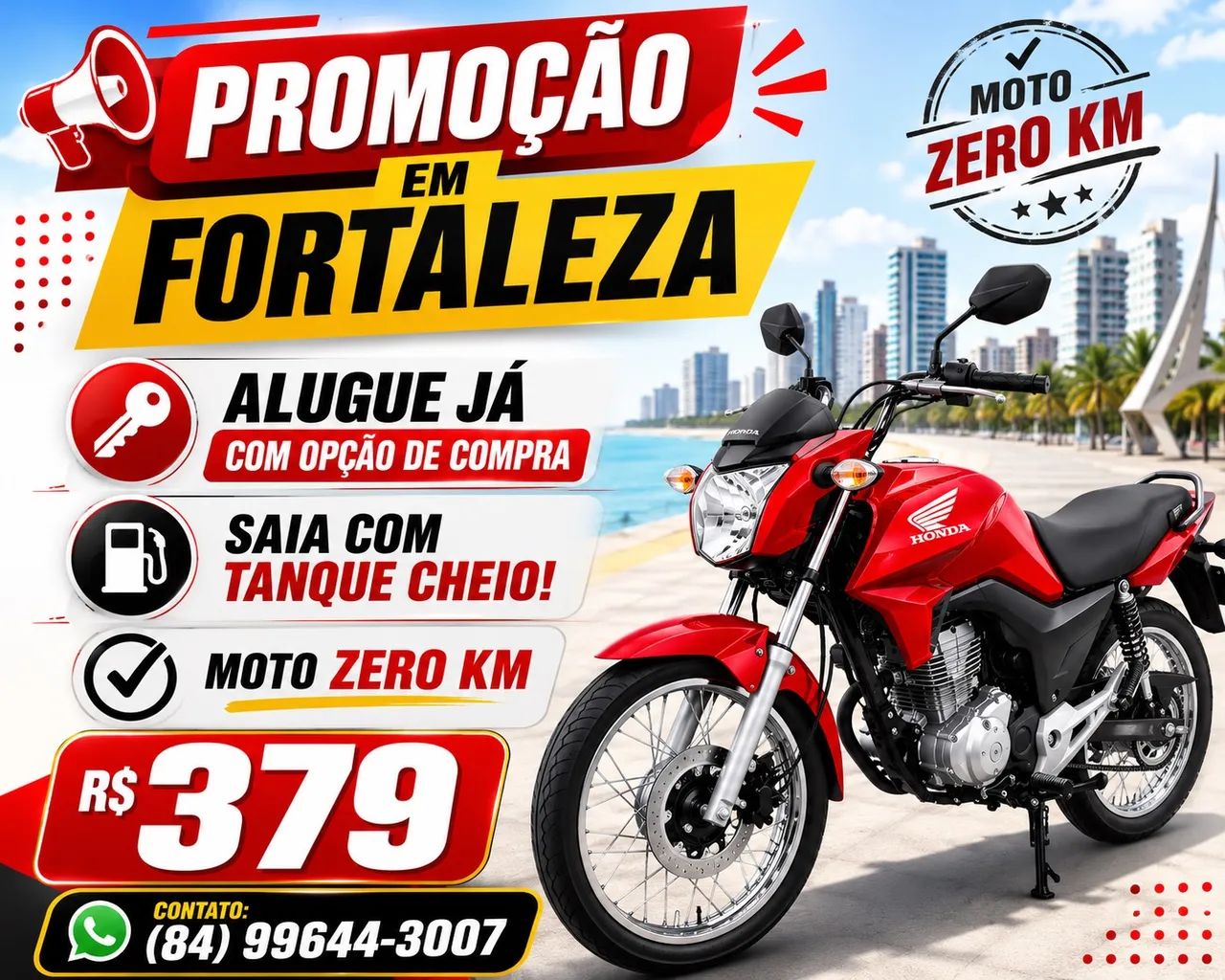 Alugue com opção de compra! (Moto Zero km)