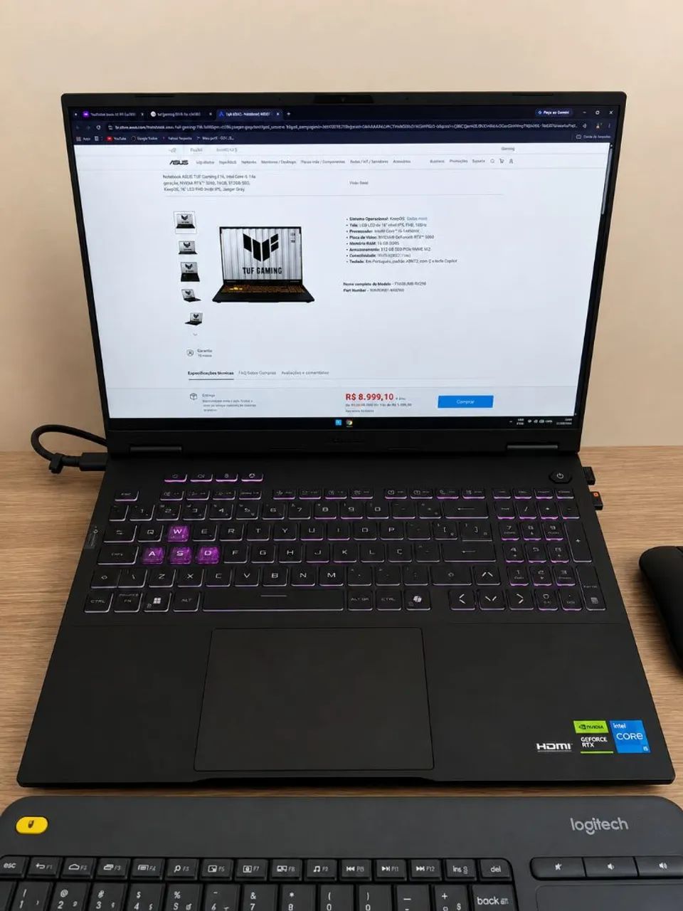 Notebook ASUS TUF Gaming F16 com RTX 5060