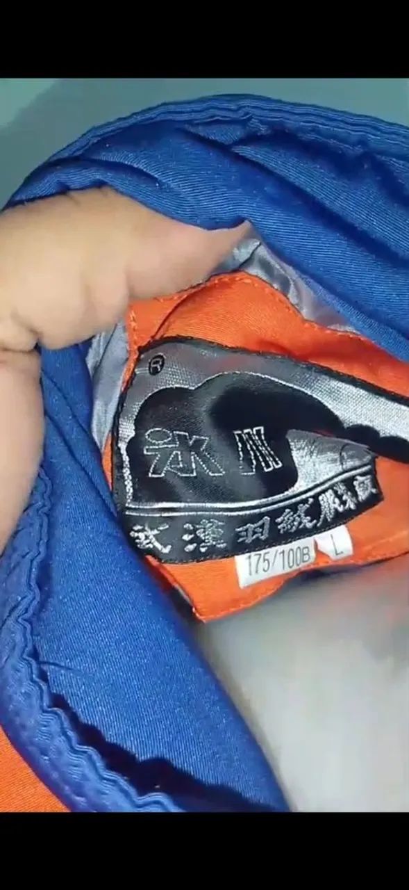jaqueta bingchuan vintage 90's deadstock azul laranja tamanho g