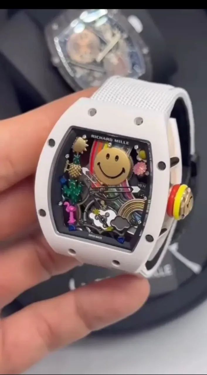 Relógio Super ETA Estilo Richard Mille RM 88 Automatic Tourbillon Smiley - Foto 2