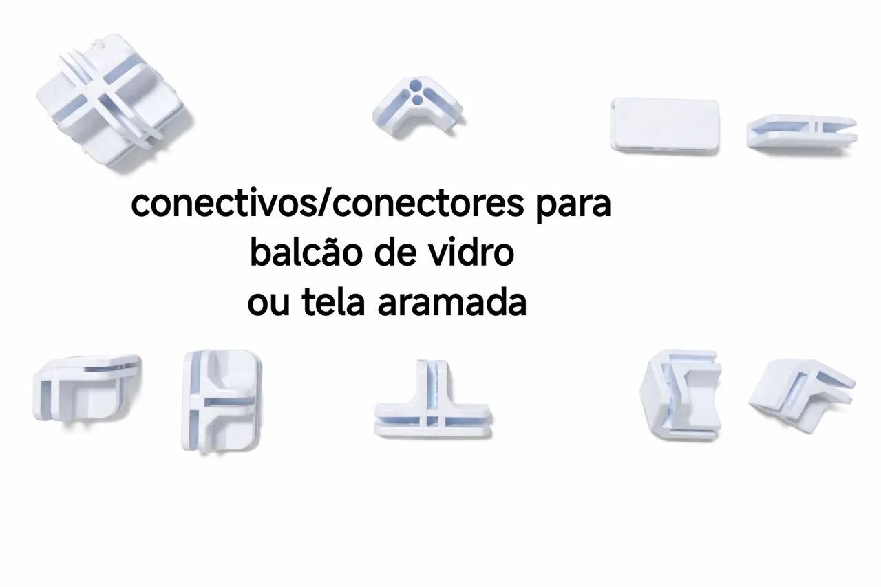 Conectivos para balcão de vidro ou tela aramada