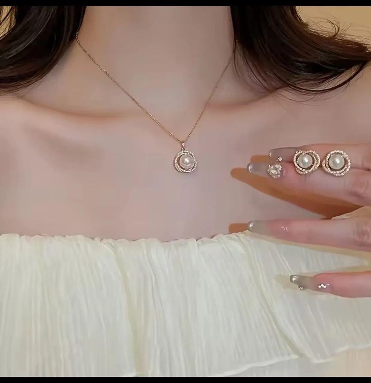 Conjunto elegante colar ,anel e brincos pérola  - Foto 5