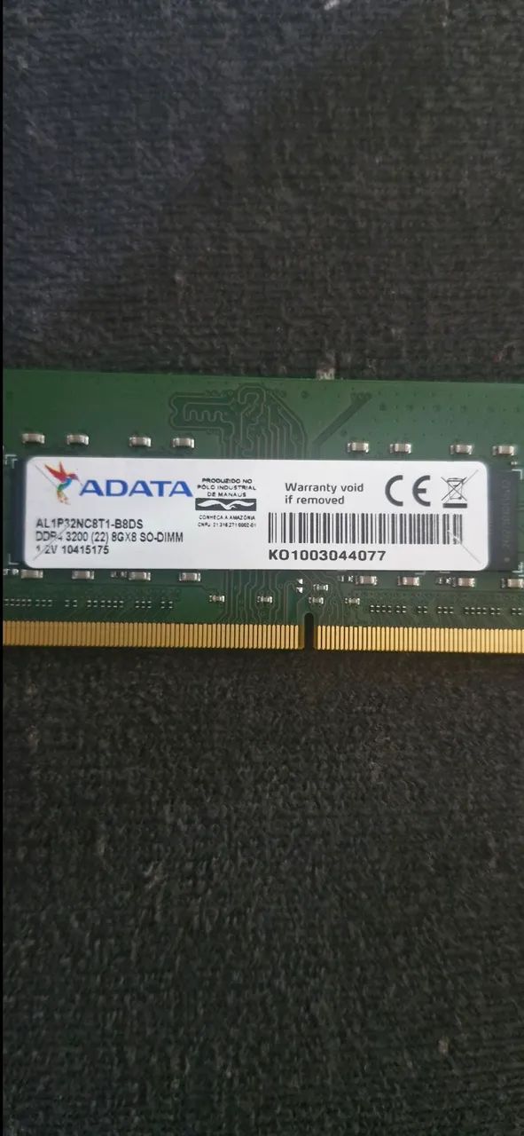 MEMÓRIA NOTEBOOK ADATA 8GB 3200MHz