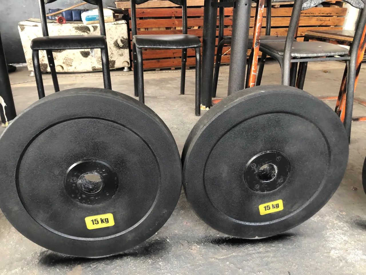 Jogo de anilhas e barra olímpica de CrossFit  - Foto 4