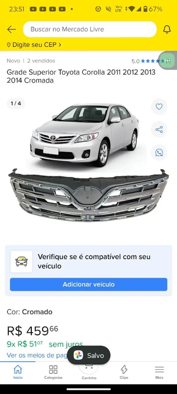 Grade superior para-choque do Corola alta qualidade. Nova. Na caixa.  - Foto 3