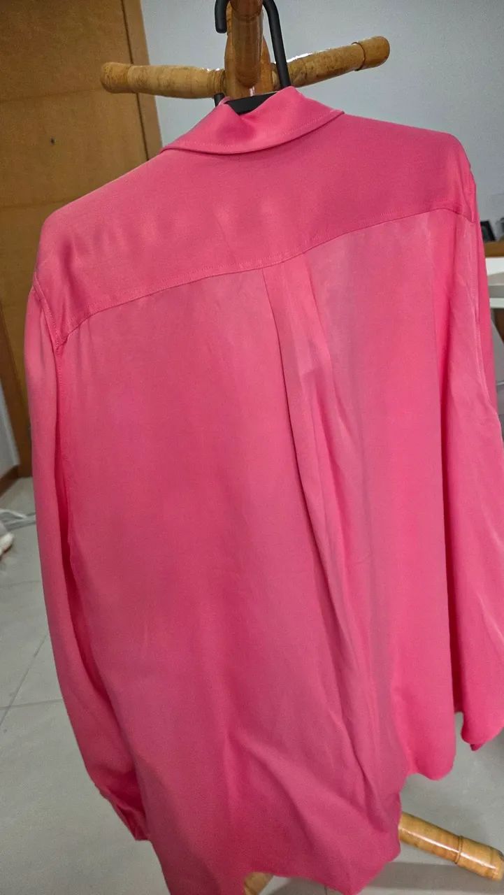 CAMISA ZARA CETIM ROSA - Foto 3