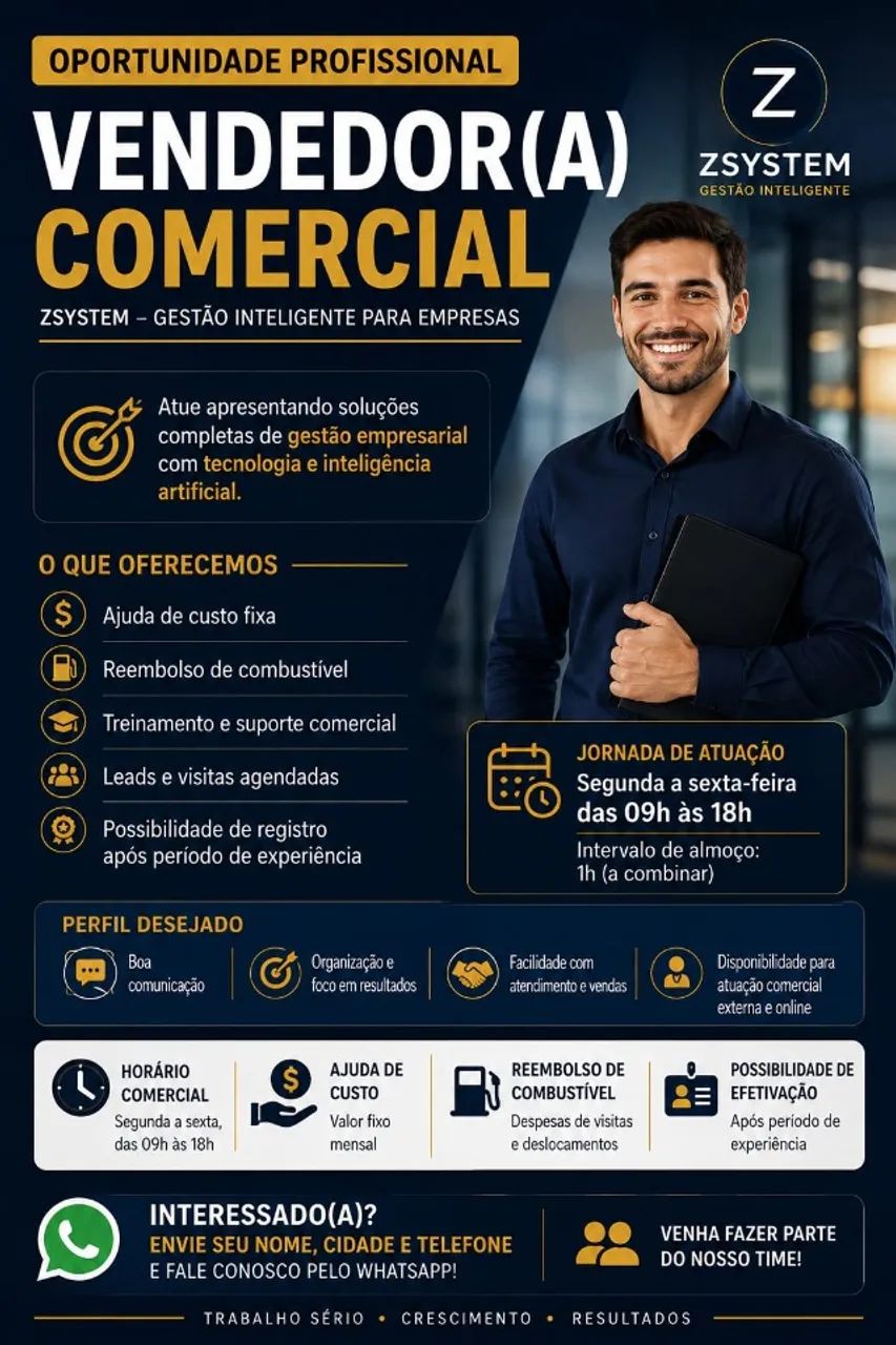 Vaga de Vendedor Comercial 