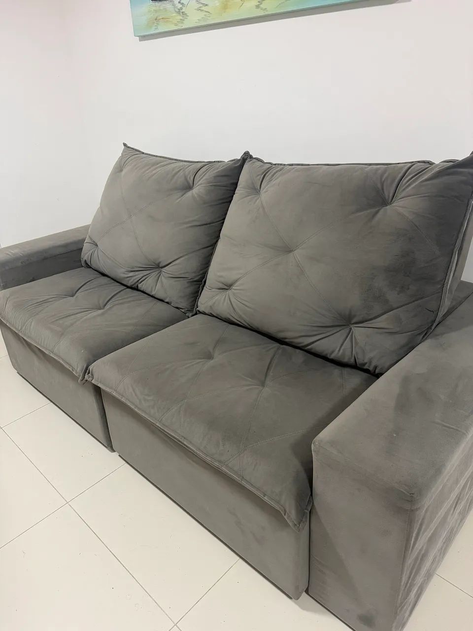 Sofá Retrátil e Reclinável 2 Lugares em Suede - 2,30 m - Foto 5