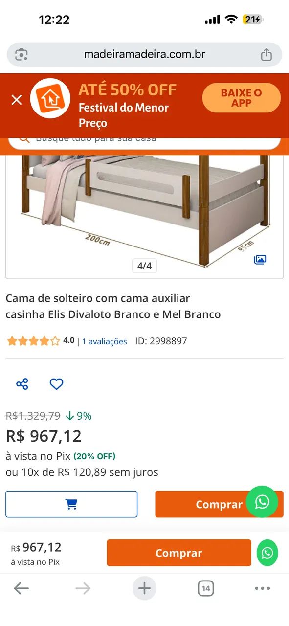 Cama casinha com cama auxiliar - Foto 2