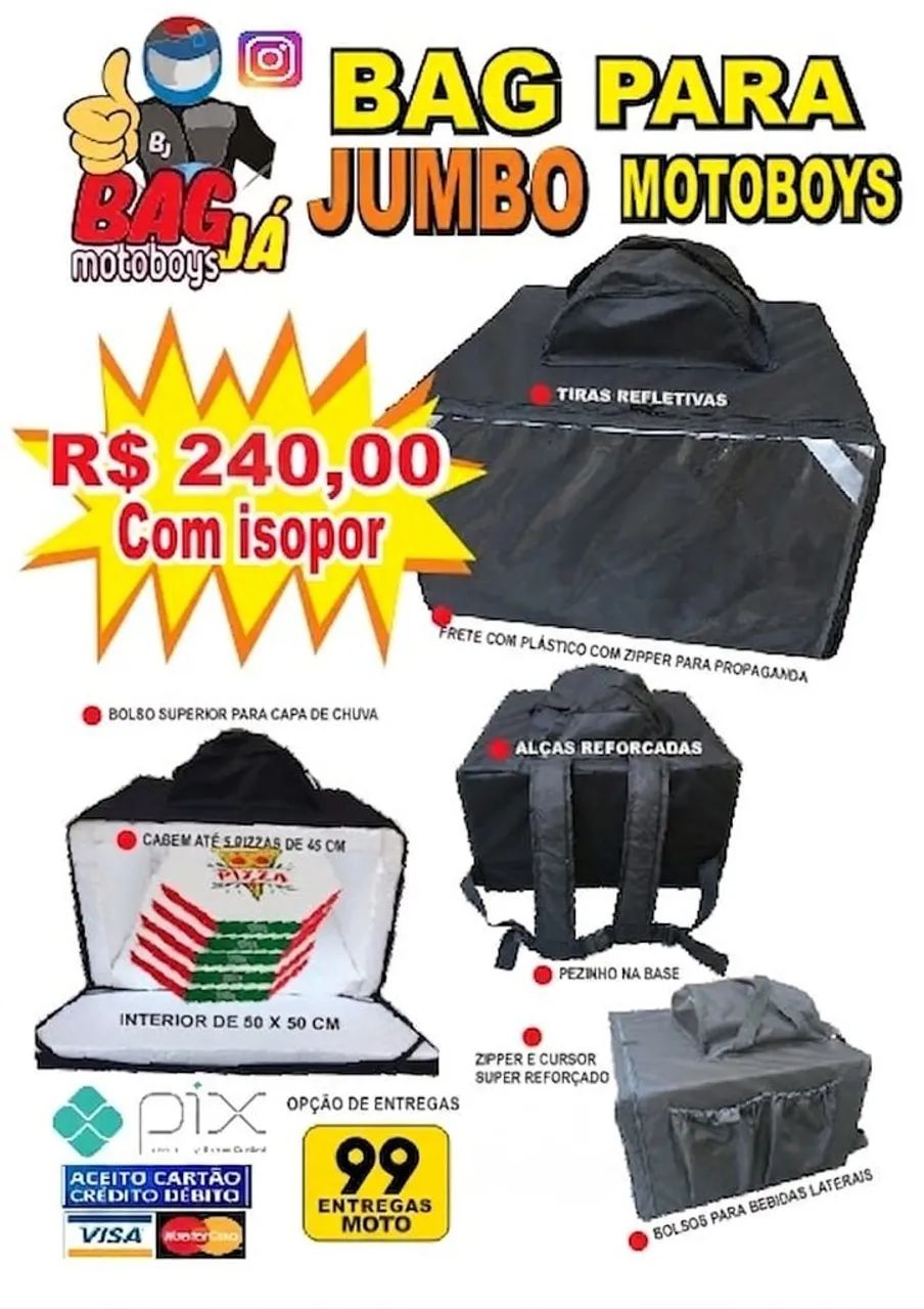 Bag mochila para pizzas de até  45 cm Nova ,  o isopor térmico