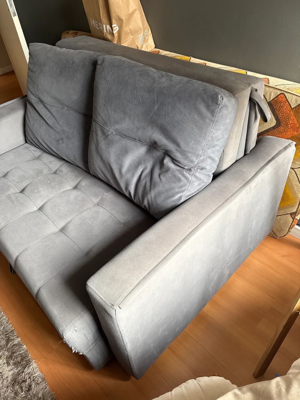 Sofá cama pequeno cinza  - Foto 5