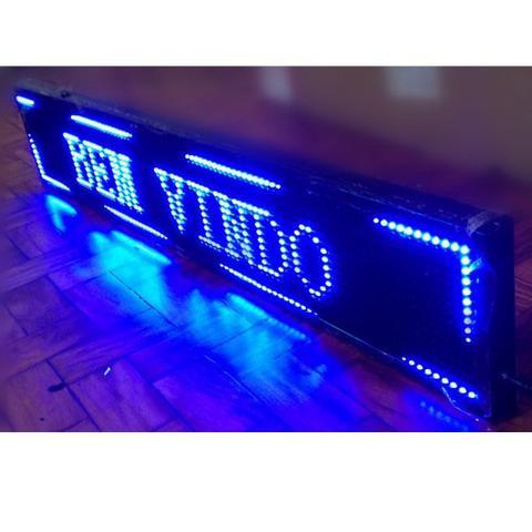 Letreiro Digital Painel de Led Azul ou Vermelho Luminoso 1,30 x 0,20m c/ Usb (Novo) - Foto 2
