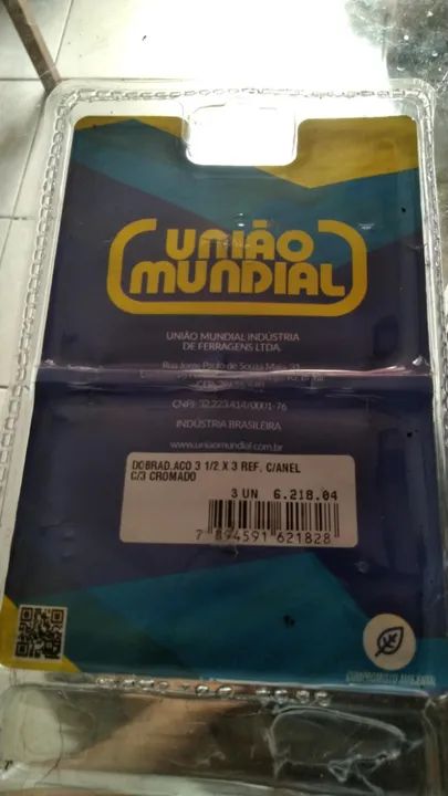 dobradica aco 3 1/2 x 3 cromado uniao mundial - Foto 3