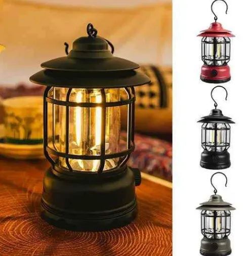 Lâmpada De Emergência Com LED Portátil Recarregável Lanterna Lampião Retrô Ajustável z784 - Foto 2
