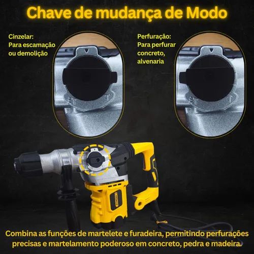 Martelete Rotativo Hammer Drill 2050W 220V Bomder BOM-9530 - Foto 4