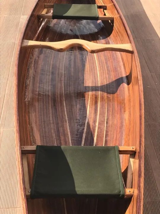 CANOA CANADENSE E REMOS EM MADEIRA - Foto 4