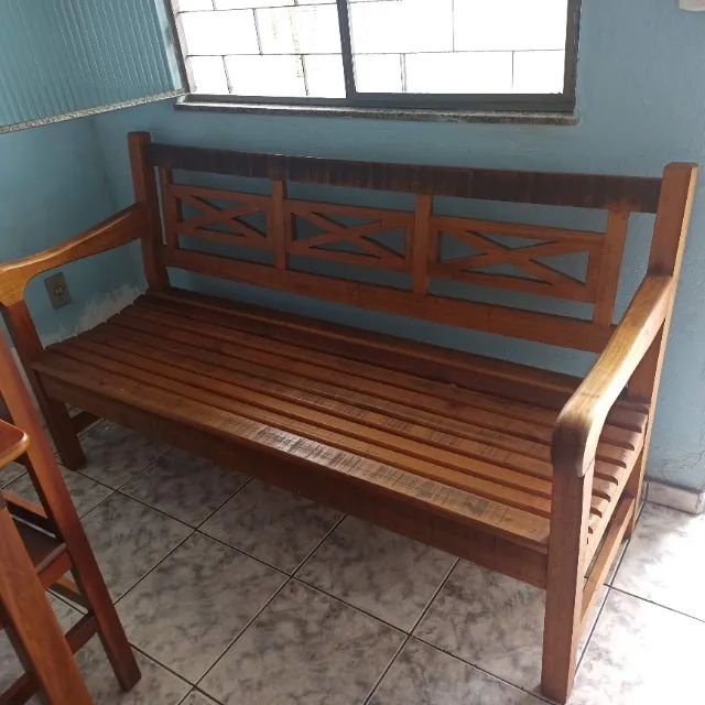 Conjunto de banco de madeira de demolição  - Foto 2