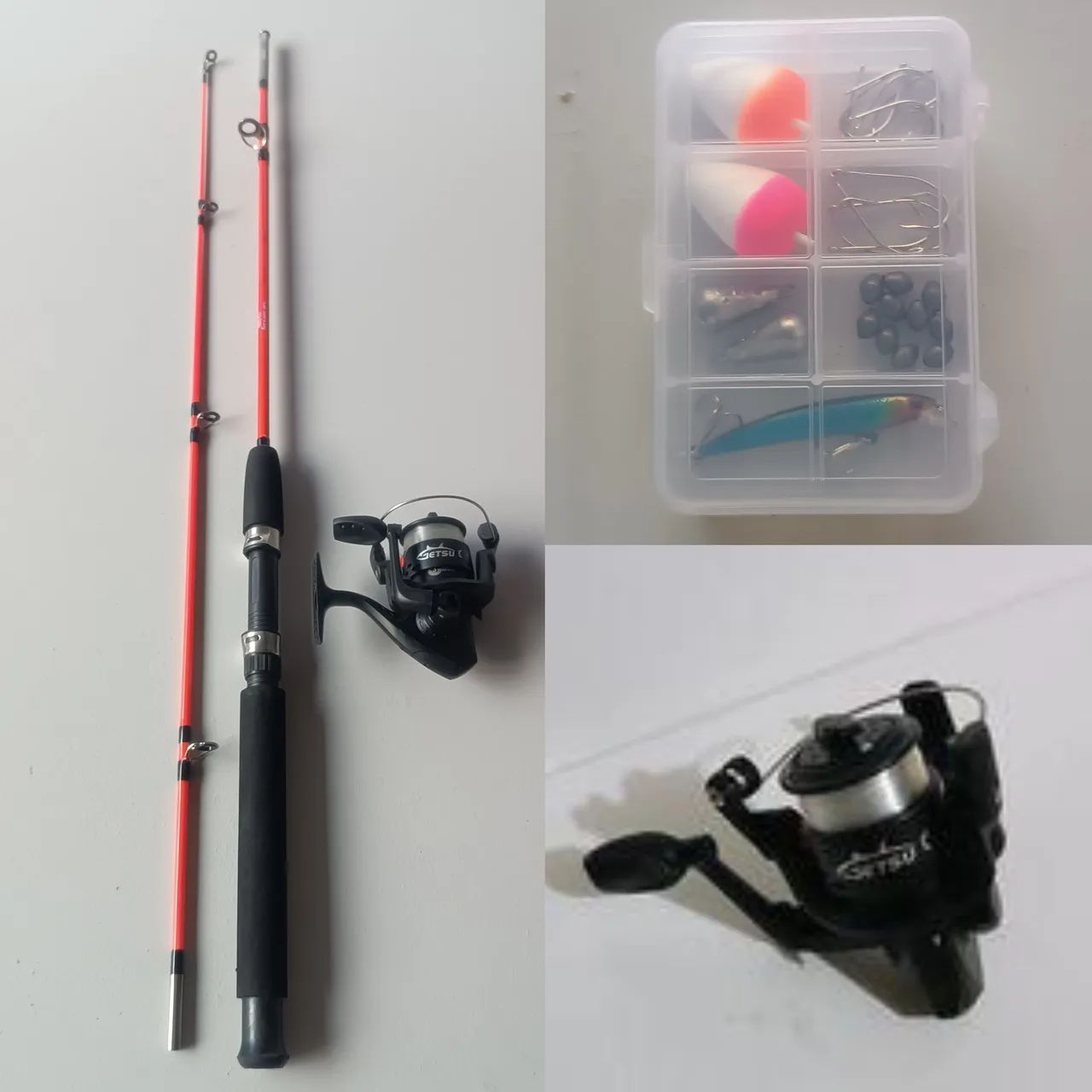 Vara de pesca com molinete e kit  - Foto 2