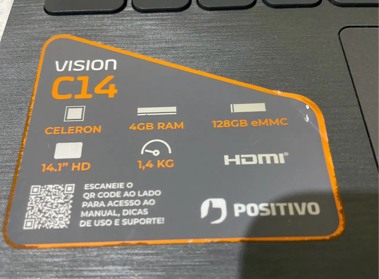 Notebook Positivo Vision C14 Celeron 4GB RAM 128GB SSD