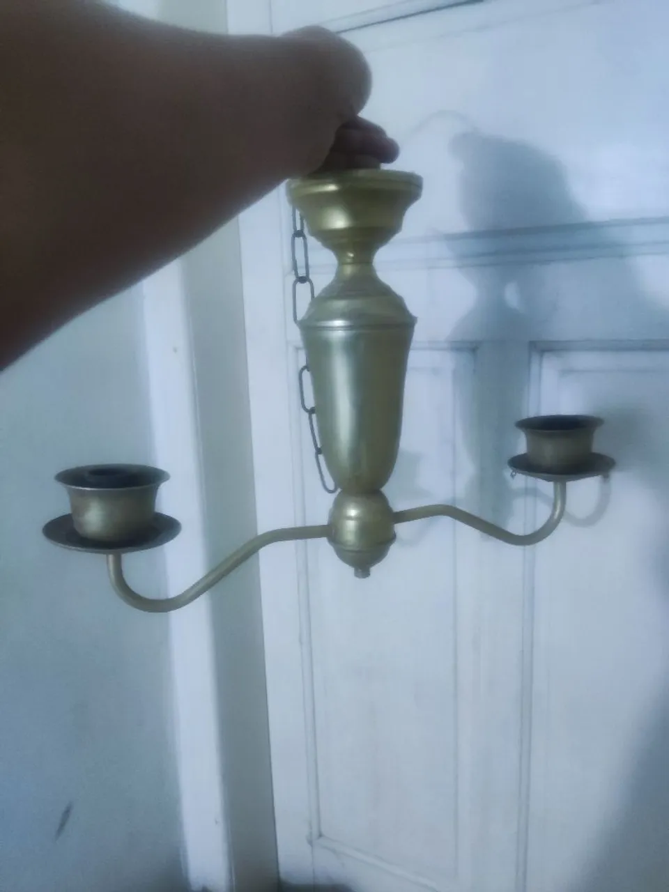 Lustre antigo dourado 2 lâmpada LEIA