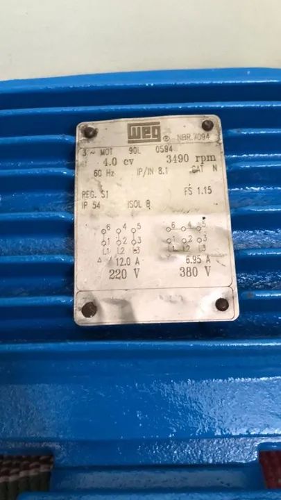 Motor Elétrico Weg 4.0 cv 3490 rpm trifasico 