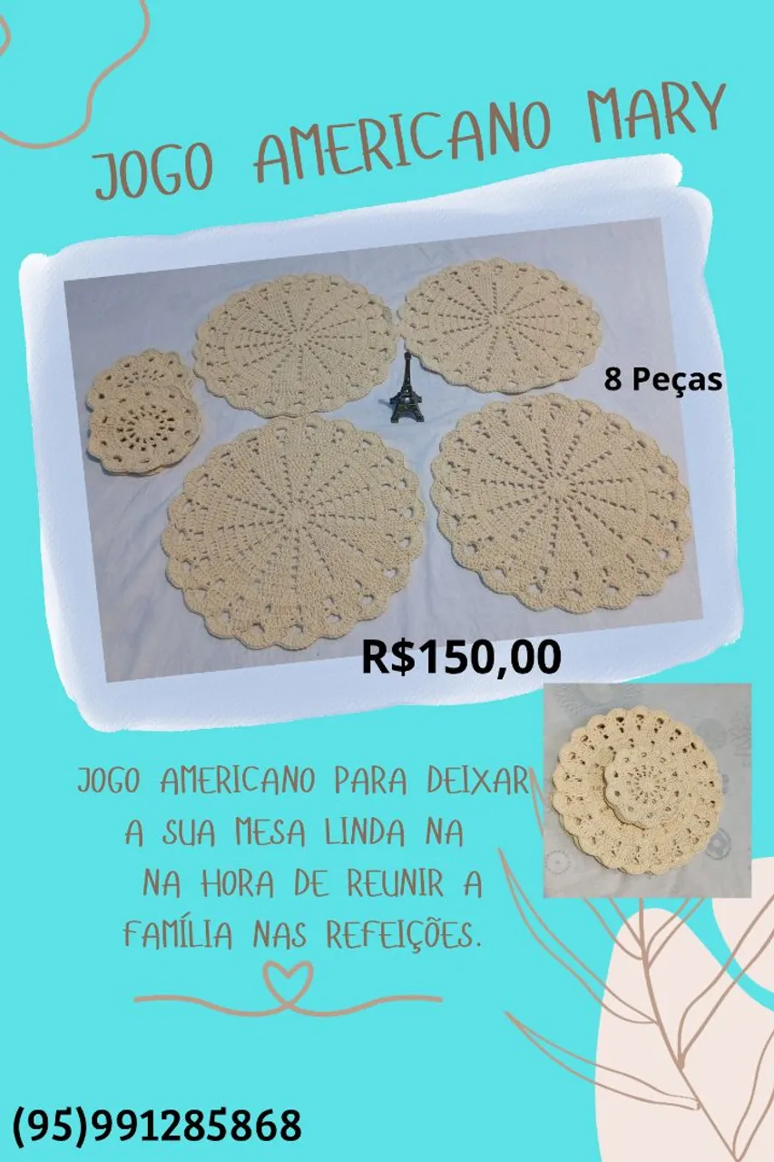 Jogo Americano Mary - 8 peças